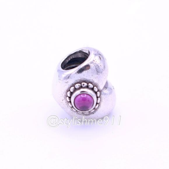 Authentic PANDORA Treasured Heart Charm with Pink Rhodolite - Picture 8 of 11